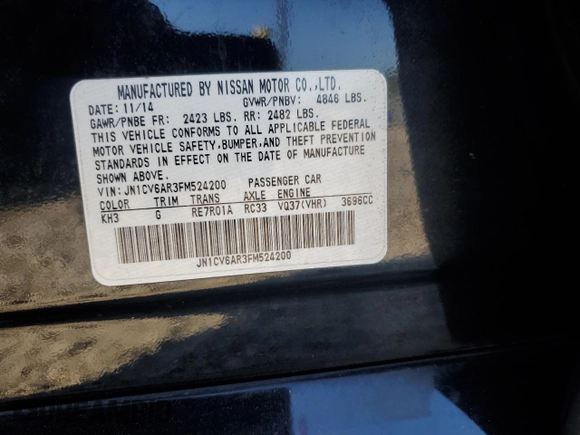 2015 Infiniti Q40 with VIN JN1CV6AR3FM524200, listed as a Copart auction lot 72006554 with 98,715 mi miles and Salvage Title. Bid and sale history available at carsss.com. Image 14.