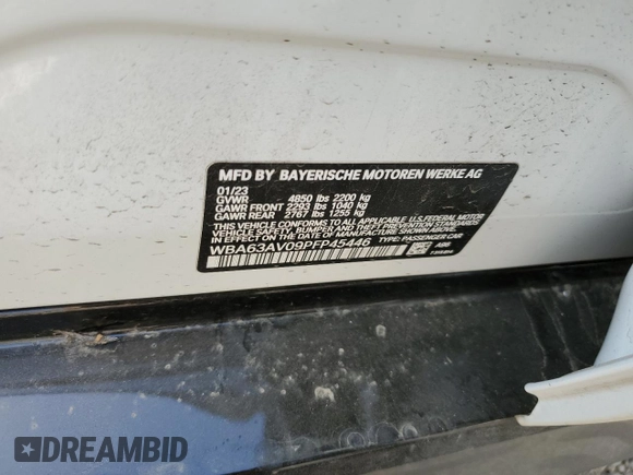 2023 BMW 4 Series 430i с VIN WBA63AV09PFP45446, выставлен на аукционе Copart как лот 83420194 с пробегом Не указан миль и Чистый • Clean title. История ставок и продаж доступна на DreamBid. Изображение 12.