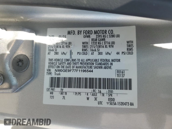 2015 Ford Transit Connect XLT z VIN NM0GE9F77F1196544, wystawiony jako Copart lot #61072155 z przebiegiem 183 489 mil mil oraz Szkoda całkowita • Salvage title. Historia ofert i sprzedaży dostępna na DreamBid. Obrazek 14.