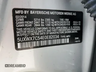 2014 BMW X3 xDrive35i z VIN 5UXWX7C54E0E82034, wystawiony jako Copart lot #57853795 z przebiegiem Nie podano mil oraz Szkoda całkowita • Salvage title. Historia ofert i sprzedaży dostępna na DreamBid. Obrazek 13.
