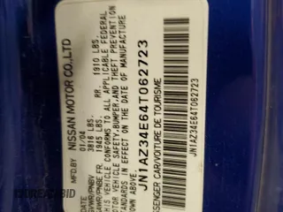 2004 Nissan 350Z Touring with VIN JN1AZ34E64T062723, listed as a Copart auction lot 78835154 with 205,459 mi miles and Clean Title. Bid and sale history available at carsss.com. Image 12.