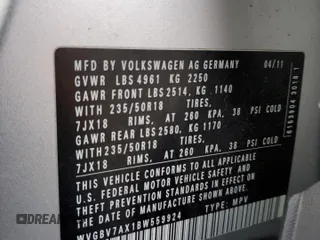 2011 Volkswagen Tiguan SE with VIN WVGBV7AX1BW559924, listed as a Copart auction lot 53914175 with 215,511 mi miles and Clean Title. Bid and sale history available at DreamBid. Image 13.