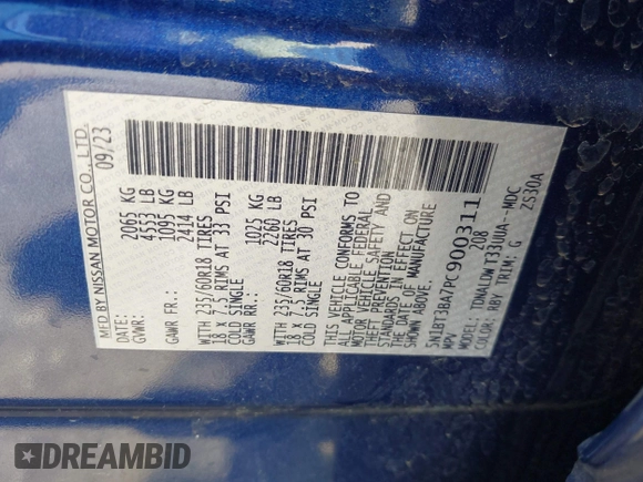 2023 Nissan Rogue SV z VIN 5N1BT3BA7PC900311, wystawiony jako IAAI lot #42330809 z przebiegiem 32 212 mil mil oraz . Historia ofert i sprzedaży dostępna na DreamBid. Obrazek 9.