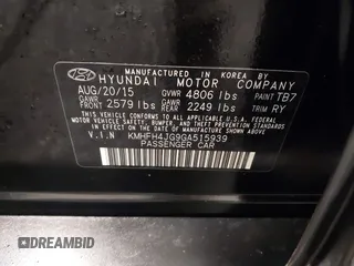 2016 Hyundai Azera Limited с VIN KMHFH4JG9GA515939, выставлен на аукционе IAAI как лот 42565103 с пробегом 105 111 миль миль и . История ставок и продаж доступна на DreamBid. Изображение 9.