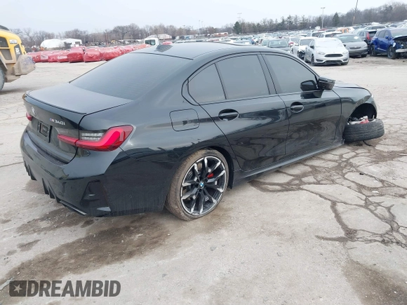 2025 BMW 3 Series M340i xDrive with VIN 3MW69FT02S8F00519, listed as a IAAI auction lot 41150515 with 715 mi miles. Bid and sale history available at carsss.com. Image 4.