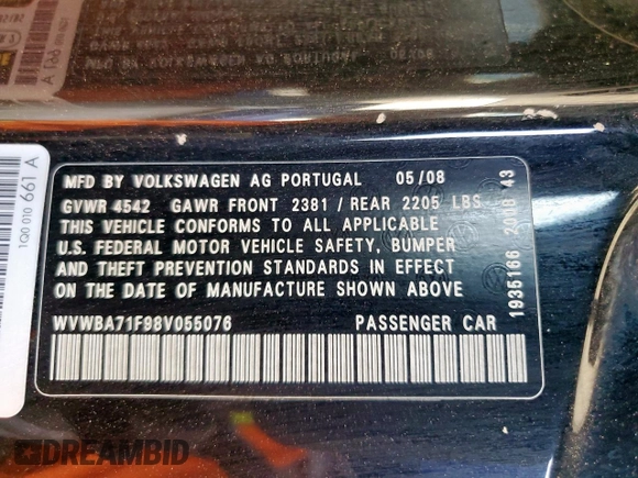 2008 Volkswagen Eos Turbo с VIN WVWBA71F98V055076, выставлен на аукционе Copart как лот 61935175 с пробегом 130 310 миль миль и Списание • Salvage title. История ставок и продаж доступна на DreamBid. Изображение 12.