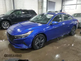 2021 Hyundai Elantra Blue z VIN KMHLM4AJ3MU007180, wystawiony jako Copart lot #46053355 z przebiegiem 99 749 mil mil oraz Szkoda całkowita • Salvage title. Historia ofert i sprzedaży dostępna na DreamBid. Obrazek 1.