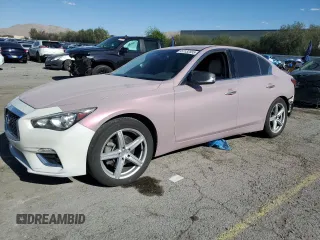 2020 Infiniti Q50 Luxe with VIN JN1EV7AR8LM250079, listed as a Copart auction lot 57132555 with 105,613 mi miles and Salvage title. Bid and sale history available at DreamBid. Image 1.