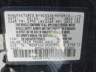 2015 Nissan Sentra SV with VIN 3N1AB7AP6FY269673, listed as a IAAI auction lot 42229187 with 100,977 mi miles and . Bid and sale history available at DreamBid. Image 9.