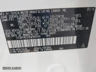 2014 Toyota RAV4 Limited with VIN 2T3DFREV1EW180066, listed as a IAAI auction lot 41687055 with 58,320 mi miles. Bid and sale history available at carsss.com. Image 9.