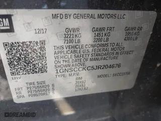 2018 Chevrolet Tahoe Premier with VIN 1GNSCCKC5JR204676, listed as a IAAI auction lot 41731192 with 130,528 mi miles. Bid and sale history available at carsss.com. Image 9.