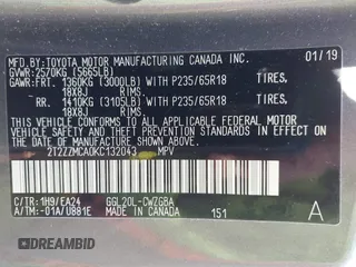 2019 Lexus RX with VIN 2T2ZZMCA0KC132043, listed as a IAAI auction lot 42001021 with 23,663 mi miles. Bid and sale history available at carsss.com. Image 9.