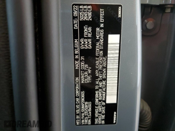 2023 Volvo XC40 Plus Bright Theme с VIN YV4L12UN4P2963605, выставлен на аукционе Copart как лот 51118725 с пробегом 4 406 миль миль и Чистый • Clean title. История ставок и продаж доступна на DreamBid. Изображение 13.