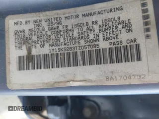 1996 Chevrolet Prizm z VIN 1Y1SK5283TZ057095, wystawiony jako IAAI lot #41676394 z przebiegiem 199 114 mil mil oraz . Historia ofert i sprzedaży dostępna na DreamBid. Obrazek 9.