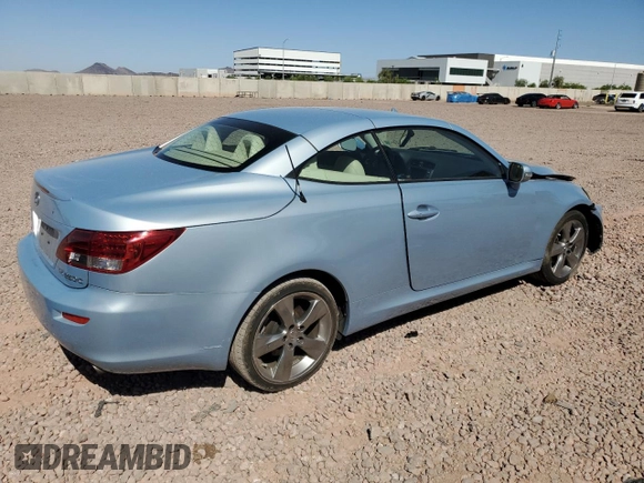 2010 Lexus IS 250 C with VIN JTHFF2C28A2513695, listed as a Copart auction lot 53727825 with 47,955 mi miles and Salvage title. Bid and sale history available at DreamBid. Image 3.
