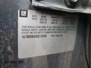 2012 Chevrolet Volt with VIN 1G1RD6E42CU116302, listed as a Copart auction lot 53556325 with 128,142 mi miles and Salvage Title. Bid and sale history available at carsss.com. Image 14.