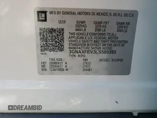 2020 Chevrolet Equinox LS z VIN 3GNAXFEV3LS585393, wystawiony jako Copart lot #48416025 z przebiegiem 105 797 mil mil oraz Szkoda całkowita • Salvage title. Historia ofert i sprzedaży dostępna na DreamBid. Obrazek 12.