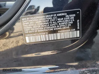 2020 Volkswagen Passat 2.0T S with VIN 1VWAA7A31LC025816, listed as a Copart auction lot 48972315 with 66,226 mi miles and Salvage Title. Bid and sale history available at carsss.com. Image 13.