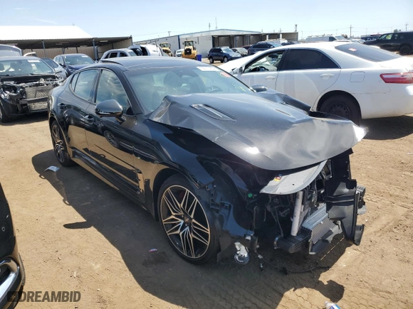 2023 Kia Stinger GT2 with VIN KNAE55LC3P6125444, listed as a Copart auction lot 66313454 with 5,753 mi miles and Salvage Title. Bid and sale history available at carsss.com. Image 4.