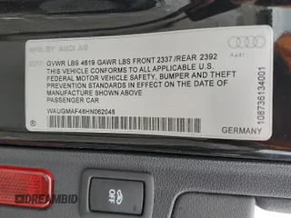 2017 Audi A4 ultra Premium with VIN WAUGMAF48HN062048, listed as a Copart auction lot 53967045 with 85,666 mi miles and Clean Title. Bid and sale history available at carsss.com. Image 12.
