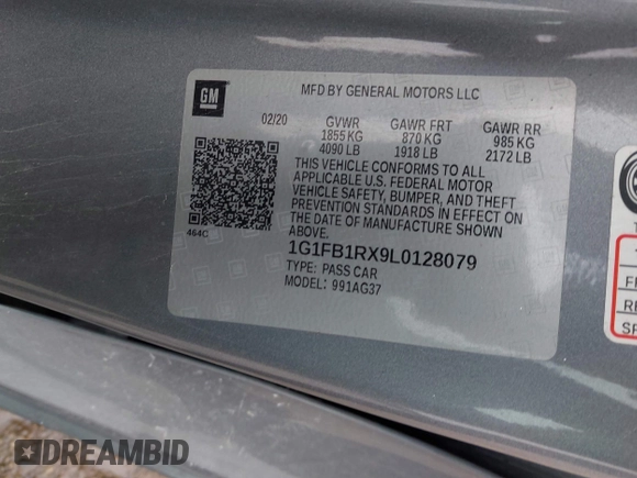 2020 Chevrolet Camaro 1LT z VIN 1G1FB1RX9L0128079, wystawiony jako IAAI lot #41173693 z przebiegiem 88 846 mil mil oraz . Historia ofert i sprzedaży dostępna na DreamBid. Obrazek 9.
