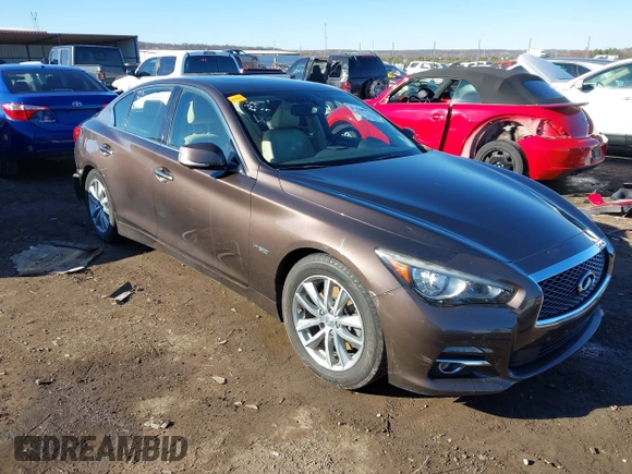 2014 Infiniti Q50 Hybrid Sport with VIN JN1AV7AP3EM691473, listed as a IAAI auction lot 41348911 with 128,851 mi miles and . Bid and sale history available at DreamBid. Image 1.