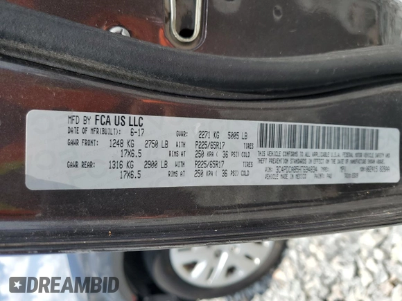 2017 Dodge Journey SE z VIN 3C4PDCAB5HT694834, wystawiony jako Copart lot #56306275 z przebiegiem 75 286 mil mil oraz Szkoda całkowita • Salvage title. Historia ofert i sprzedaży dostępna na DreamBid. Obrazek 14.