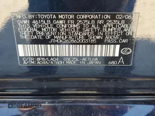 2006 Lexus IS 250 with VIN JTHCK262862003185, listed as a Copart auction lot 54335835 with 98,443 mi miles and Clean Title. Bid and sale history available at DreamBid. Image 13.