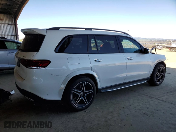 2023 Mercedes-Benz GLS 450 with VIN 4JGFF5KE7PA954520, listed as a Copart auction lot 47780935 with 22,752 mi miles and Salvage Title. Bid and sale history available at DreamBid. Image 3.