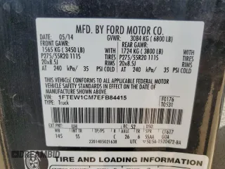 2014 Ford F-150 XL with VIN 1FTEW1CM7EFB84415, listed as a Copart auction lot 50327745 with 246,503 mi miles and Salvage Title. Bid and sale history available at carsss.com. Image 12.