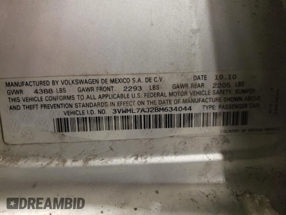 2011 Volkswagen Jetta TDI with VIN 3VWML7AJ2BM634044, listed as a Copart auction lot 82432244 with 153,818 mi miles and Salvage title. Bid and sale history available at DreamBid. Image 14.