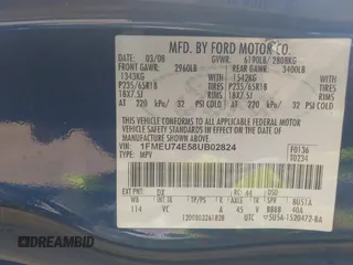 2008 Ford Explorer Eddie Bauer with VIN 1FMEU74E58UB02824, listed as a IAAI auction lot 42230704 with 157,714 mi miles and . Bid and sale history available at DreamBid. Image 9.