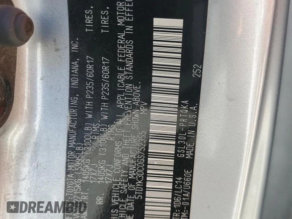 2016 Toyota Sienna XLE with VIN 5TDYK3DC0GS752355, listed as a Copart auction lot 61857925 with 146,949 mi miles and Salvage title. Bid and sale history available at DreamBid. Image 14.