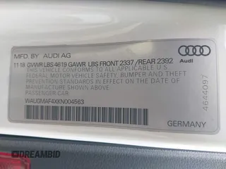 2019 Audi A4 Premium z VIN WAUGMAF4XKN004563, wystawiony jako IAAI lot #41637446 z przebiegiem 19 748 mil mil oraz . Historia ofert i sprzedaży dostępna na DreamBid. Obrazek 9.