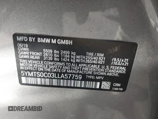 2020 BMW X3 M Competition with VIN 5YMTS0C03LLA57759, listed as a IAAI auction lot 41126676 with 31,969 mi miles. Bid and sale history available at carsss.com. Image 9.