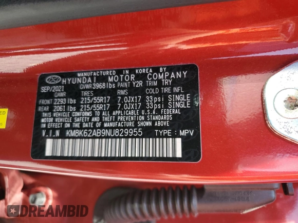 2022 Hyundai Kona SEL with VIN KM8K62AB9NU829955, listed as a Copart auction lot 52787535 with 23,120 mi miles and Salvage Title. Bid and sale history available at DreamBid. Image 14.
