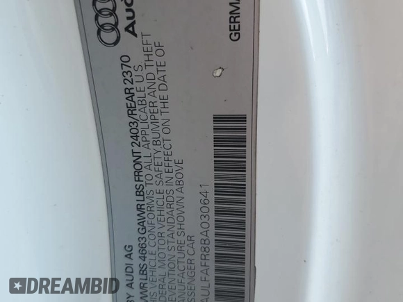 2011 Audi A5 Premium Plus z VIN WAULFAFR8BA030641, wystawiony jako Copart lot #70596914 z przebiegiem 115 081 mil mil oraz Szkoda całkowita • Salvage title. Historia ofert i sprzedaży dostępna na DreamBid. Obrazek 12.