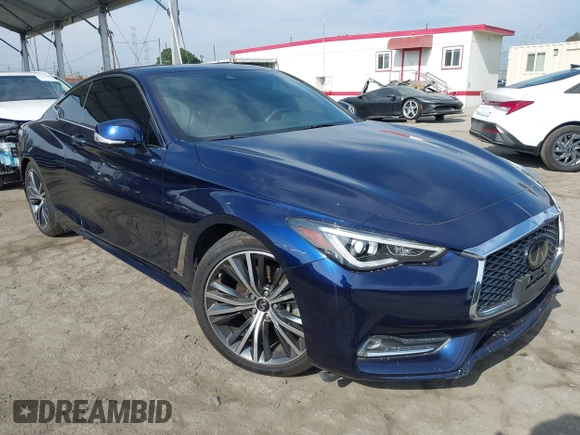 2021 Infiniti Q60 Luxe with VIN JN1EV7KK7MM411041, listed as a IAAI auction lot 42047041 with 26,562 mi miles and . Bid and sale history available at DreamBid. Image 1.