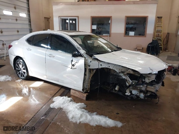 2015 Acura TLX V6 Tech with VIN 19UUB2F59FA026384, listed as a IAAI auction lot 41571218 with 1 mi miles. Bid and sale history available at carsss.com. Image 1.