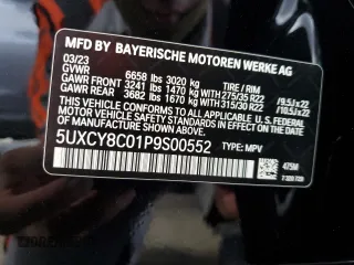 2023 BMW X6 M50i with VIN 5UXCY8C01P9S00552, listed as a Copart auction lot 84193154 with 16,590 mi miles and Salvage Title. Bid and sale history available at carsss.com. Image 13.
