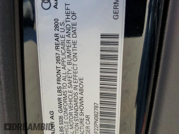 2023 Audi A6 Premium z VIN WAUD3BF22PN082787, wystawiony jako Copart lot #46571995 z przebiegiem 58 068 mil mil oraz Szkoda całkowita • Salvage title. Historia ofert i sprzedaży dostępna na DreamBid. Obrazek 12.