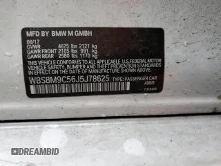 2018 BMW M3 with VIN WBS8M9C56J5J78625, listed as a Copart auction lot 44383863 with 0 mi miles. Bid and sale history available at carsss.com. Image 12.