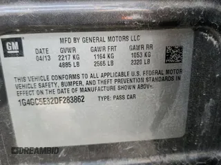 2013 Buick LaCrosse Leather with VIN 1G4GC5E32DF283862, listed as a Copart auction lot 51677475 with 167,976 mi miles and Salvage Title. Bid and sale history available at carsss.com. Image 12.