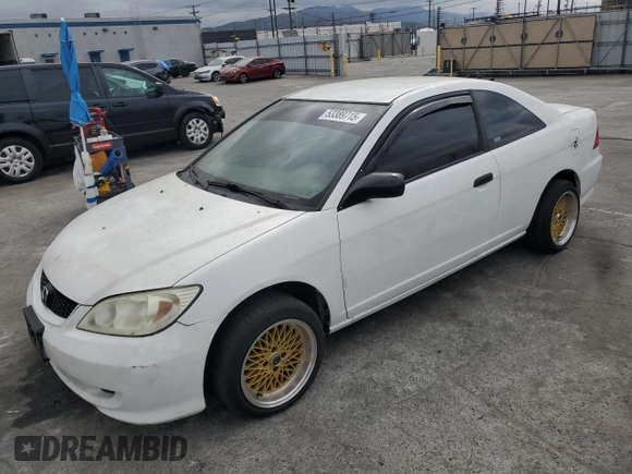 2005 Honda Civic Cpe LX with VIN 1HGEM22595L027400, listed as a Copart auction lot 53389715 with 191,204 mi miles and Salvage Title. Bid and sale history available at carsss.com. Image 1.
