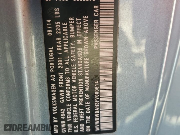 2015 Volkswagen Eos Komfort with VIN WVWBW8AH3FV000614, listed as a Copart auction lot 76080904 with 75,202 mi miles and Clean Title. Bid and sale history available at DreamBid. Image 12.