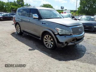2013 Infiniti QX56 with VIN JN8AZ2NEXD9060450, listed as a IAAI auction lot 42388986 with 124,129 mi miles and . Bid and sale history available at DreamBid. Image 1.