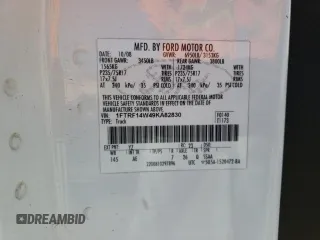 2009 Ford F-150 XL z VIN 1FTRF14W49KA82830, wystawiony jako Copart lot #78040624 z przebiegiem 58 364 mil mil oraz Nie do naprawy • Non repairable. Historia ofert i sprzedaży dostępna na DreamBid. Obrazek 12.