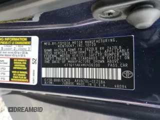 2021 Toyota Camry SE Nightshade with VIN 4T1G11AK4MU406200, listed as a Copart auction lot 45210035 with 85,490 mi miles and Salvage Title. Bid and sale history available at carsss.com. Image 14.