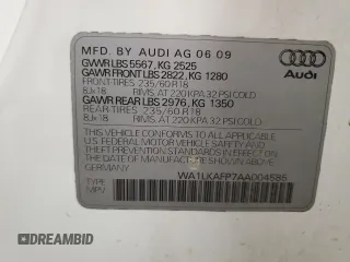 2010 Audi Q5 Premium Plus with VIN WA1LKAFP7AA004585, listed as a Copart auction lot 51585445 with 97,534 mi miles and Salvage title. Bid and sale history available at DreamBid. Image 16.