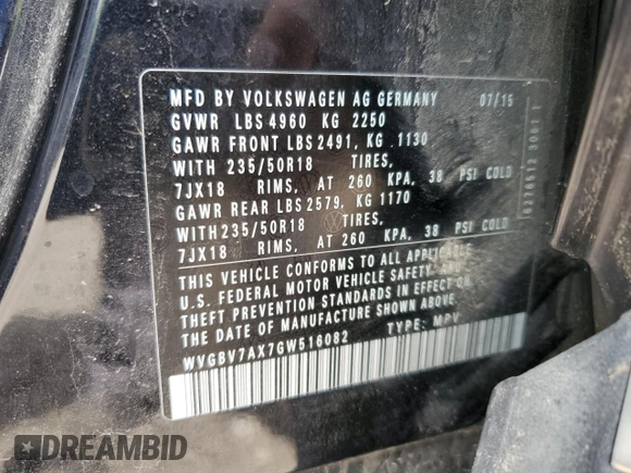 2016 Volkswagen Tiguan SE z VIN WVGBV7AX7GW516082, wystawiony jako Copart lot #59110585 z przebiegiem 65 912 mil mil oraz Czysty tytuł • Clean title. Historia ofert i sprzedaży dostępna na DreamBid. Obrazek 13.